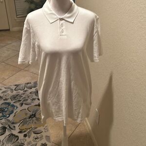 7 For All Mankind Mens M Short Sleeve Pique Polo Shirt Solid White Office Casual